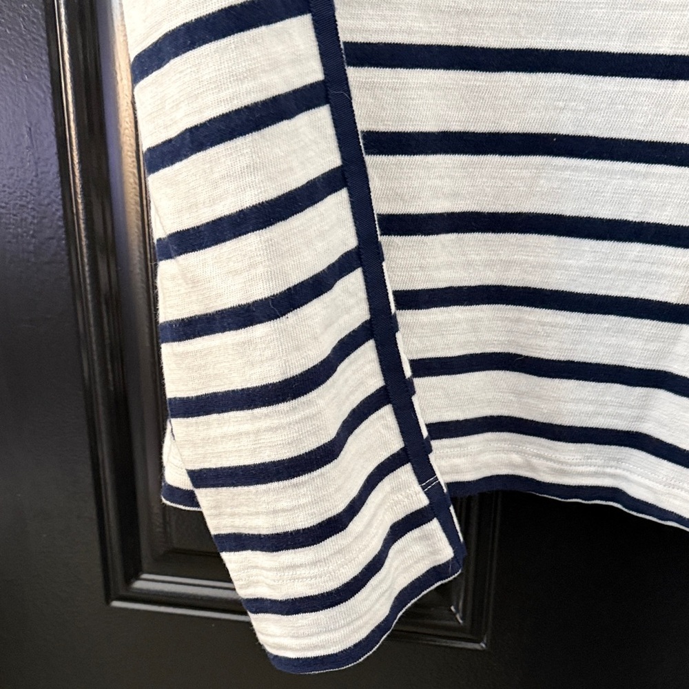 LOFT Women's Navy and White Striped Long-Sleeve Top - Picture 3 of 6